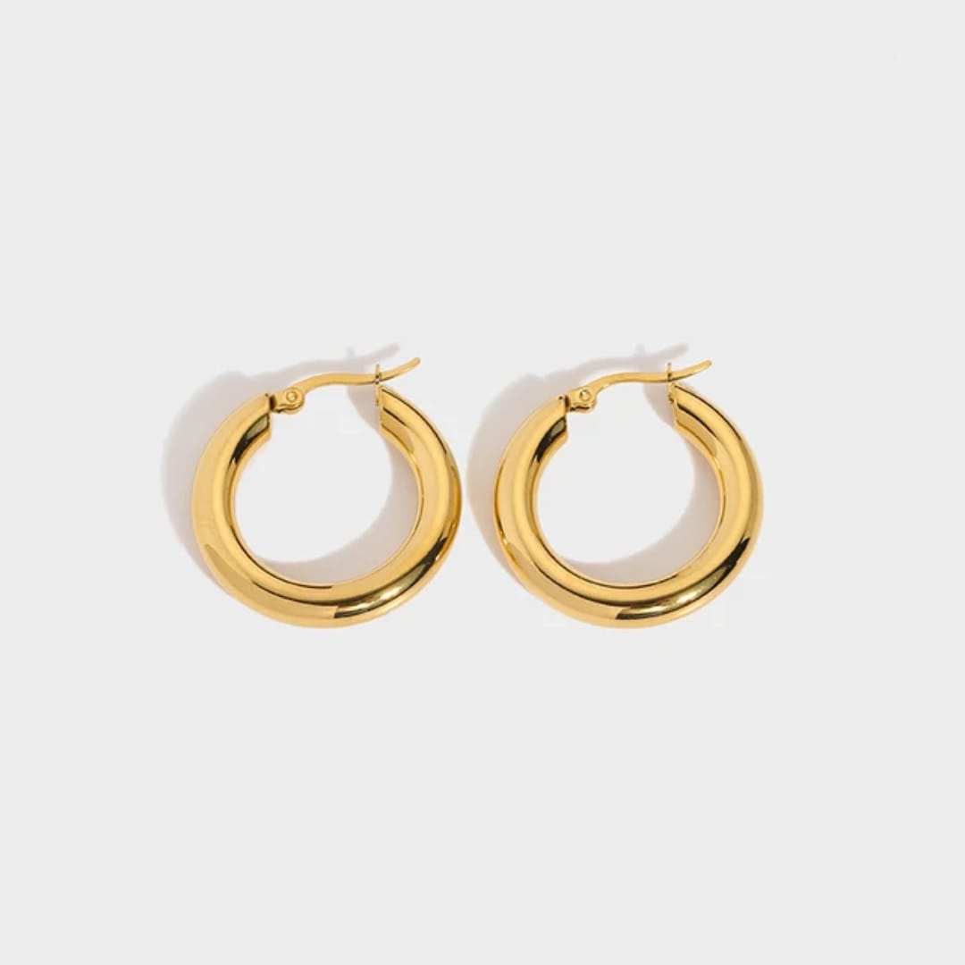 Solid Gold Hoops Earrings