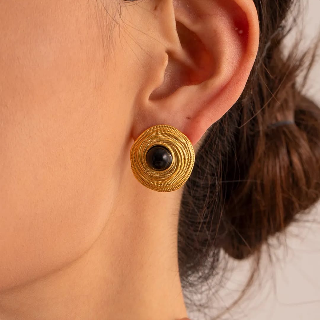 Black Stone Studs Earring