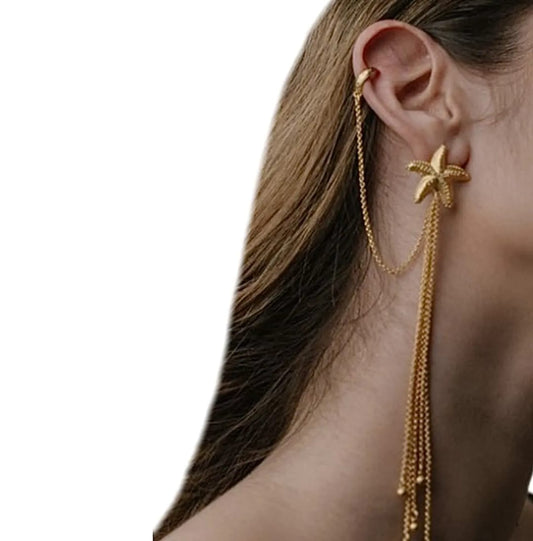 Single Star Attached Cuff Earring