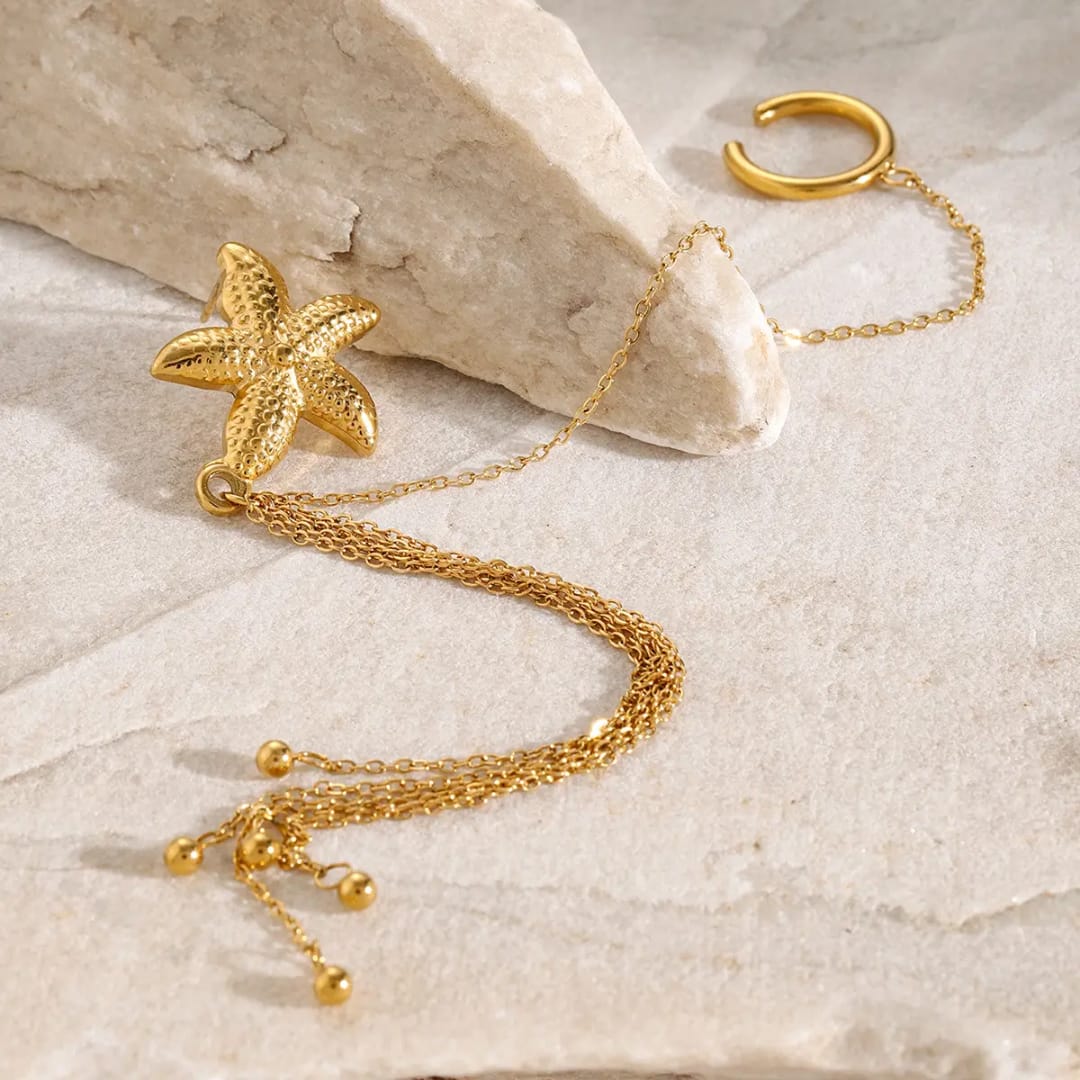 Single Star Attached Cuff Earring