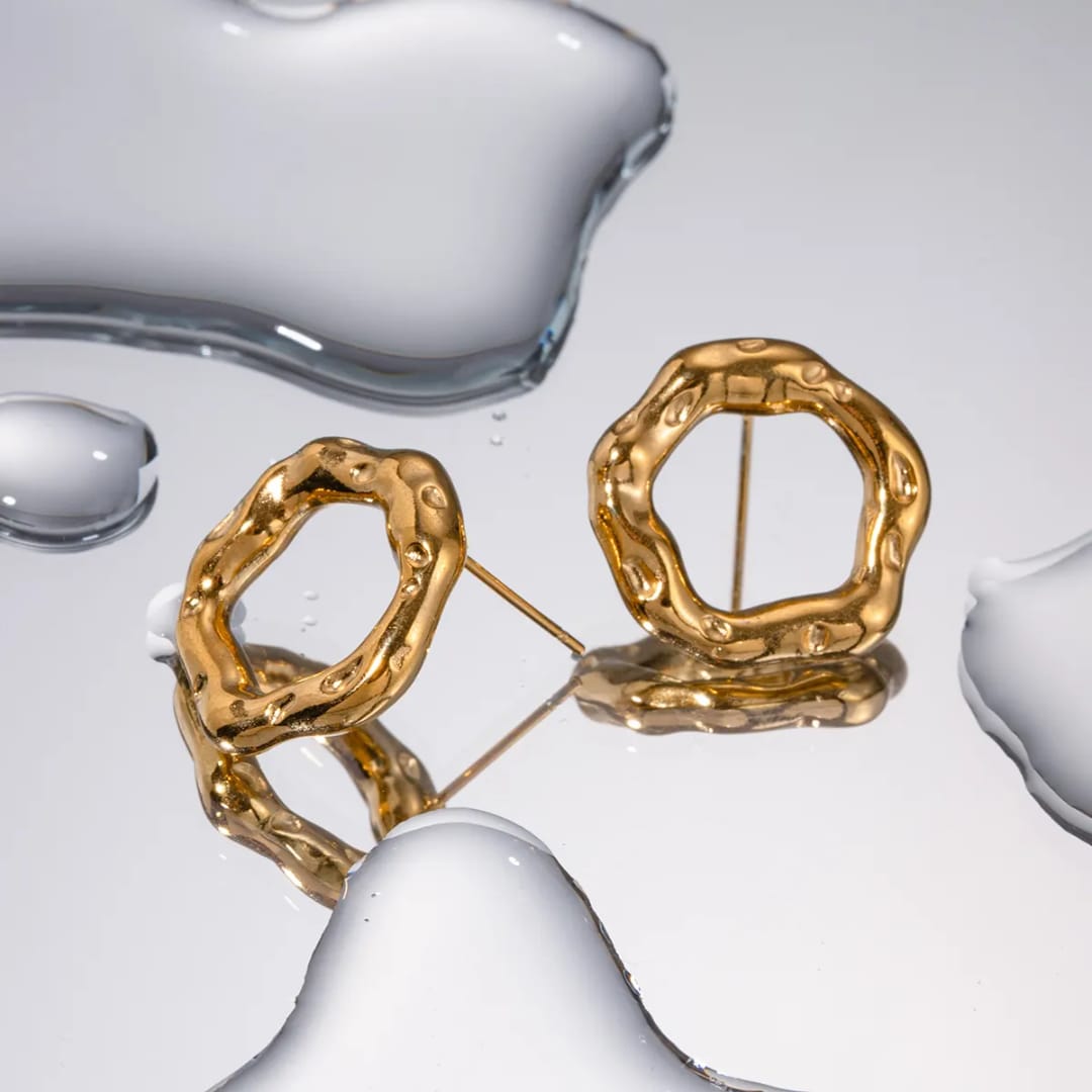 Gold Textured Studs Earring