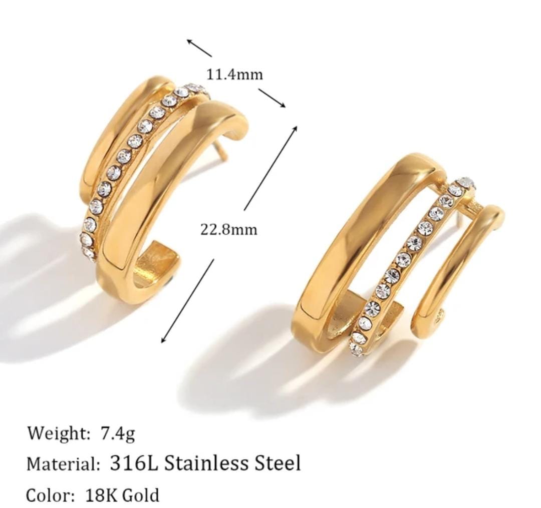 AD Studded Gold Earrings