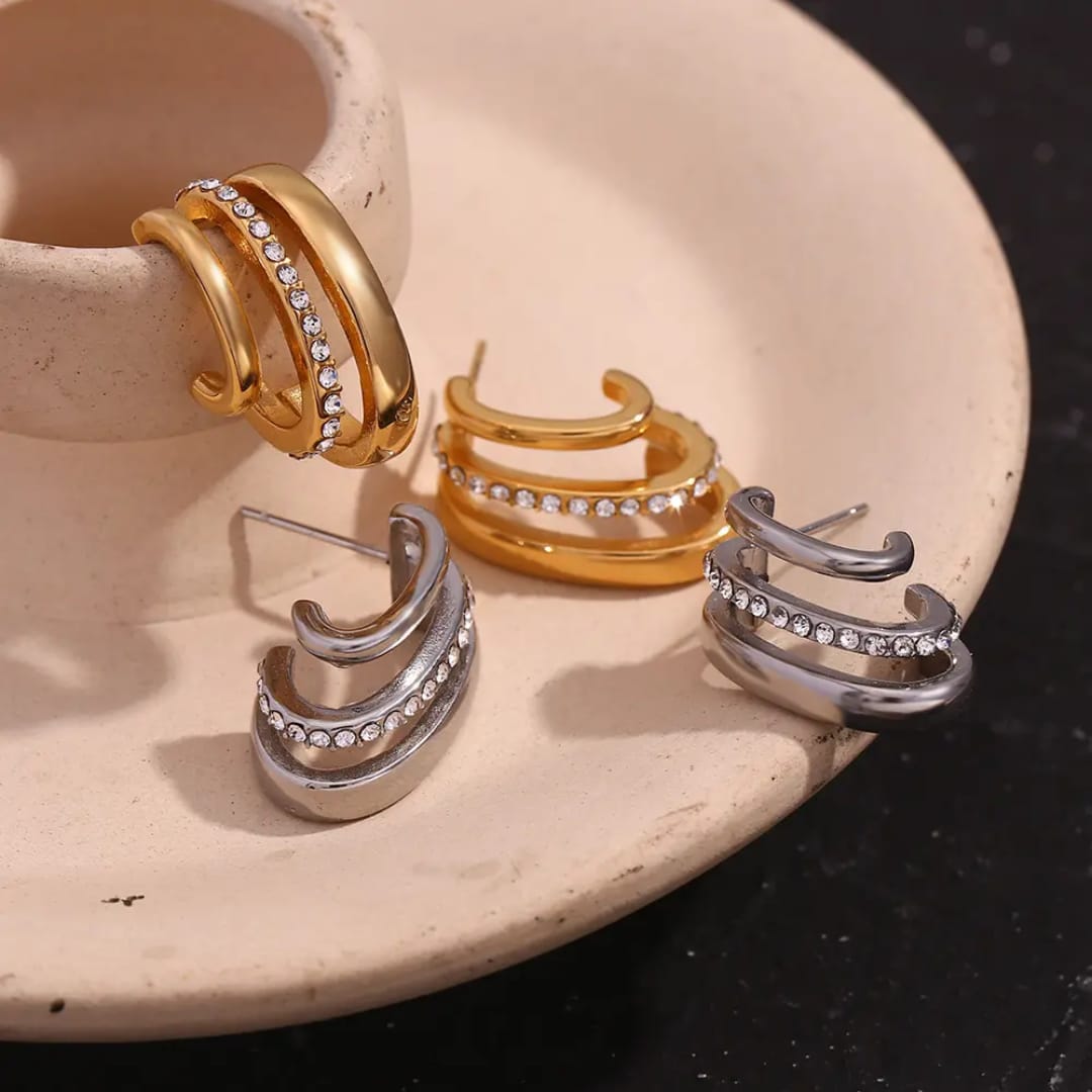 AD Studded Gold Earrings