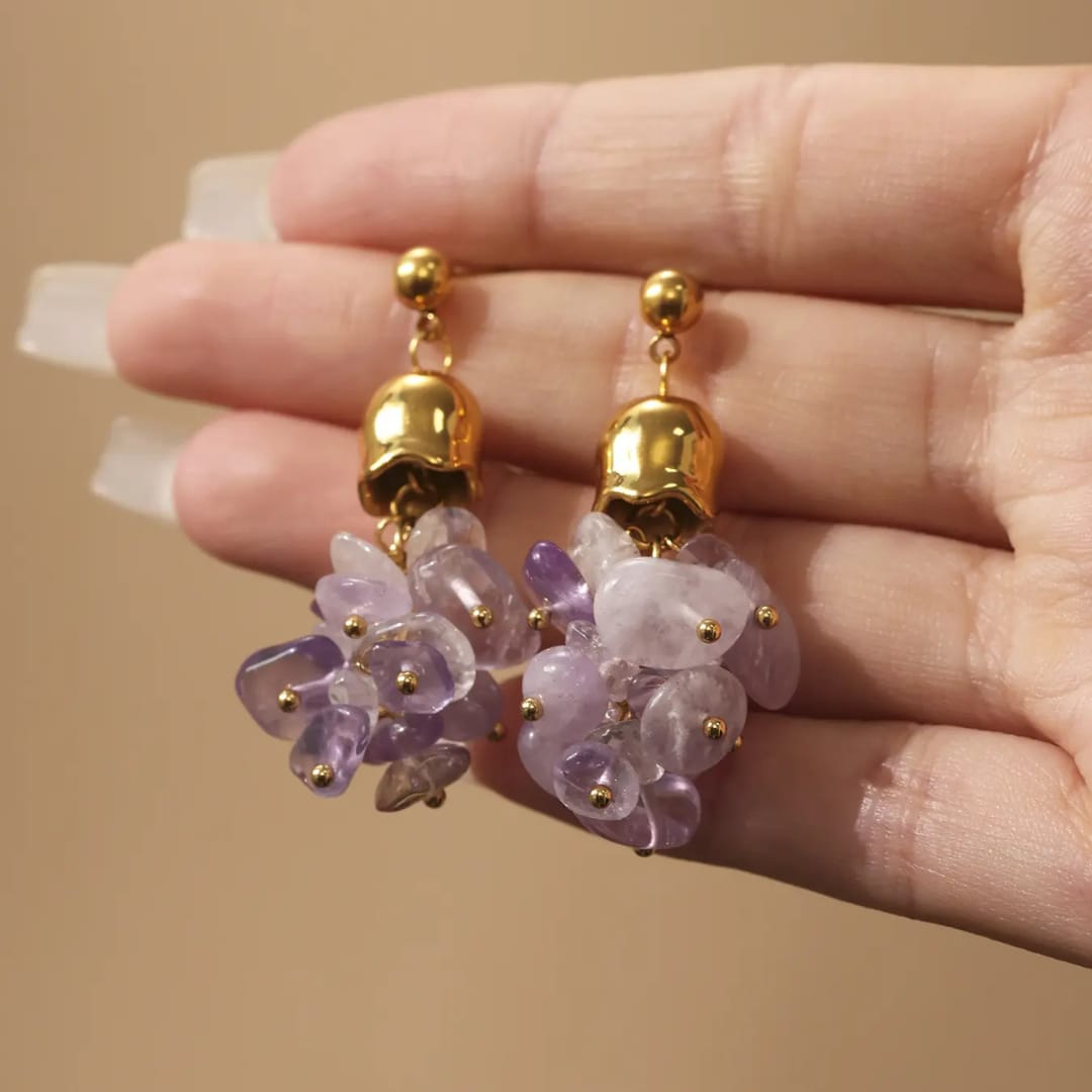 Lavender Cluster Drop Earring
