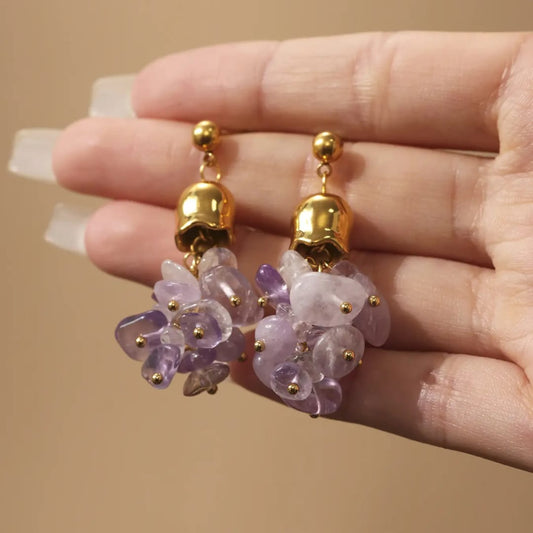 Lavender Cluster Drop Earring