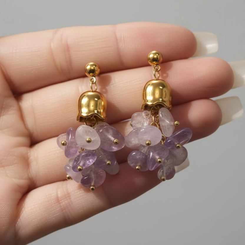 Lavender Cluster Drop Earring