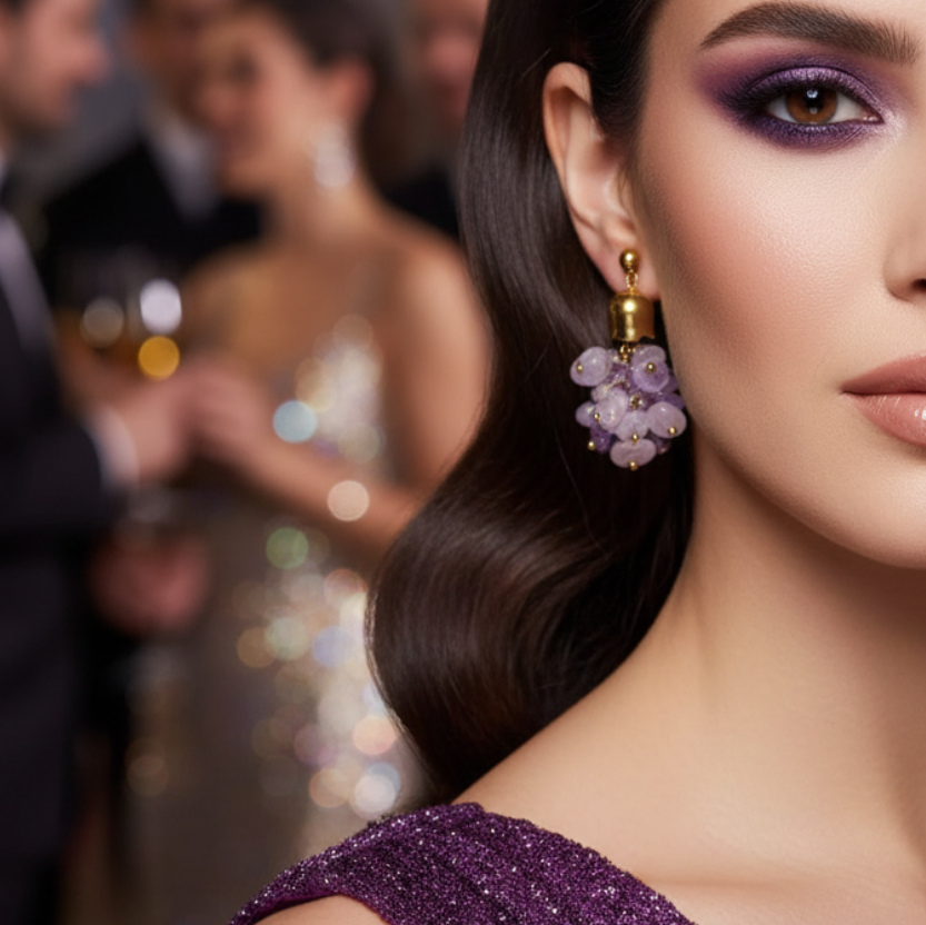 Lavender Cluster Drop Earring