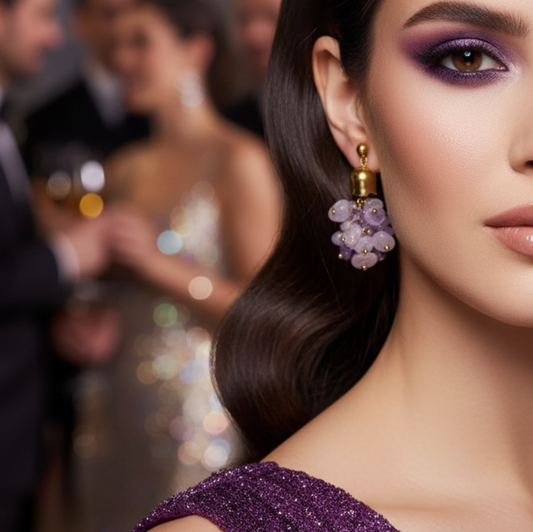 Lavender Cluster Drop Earring