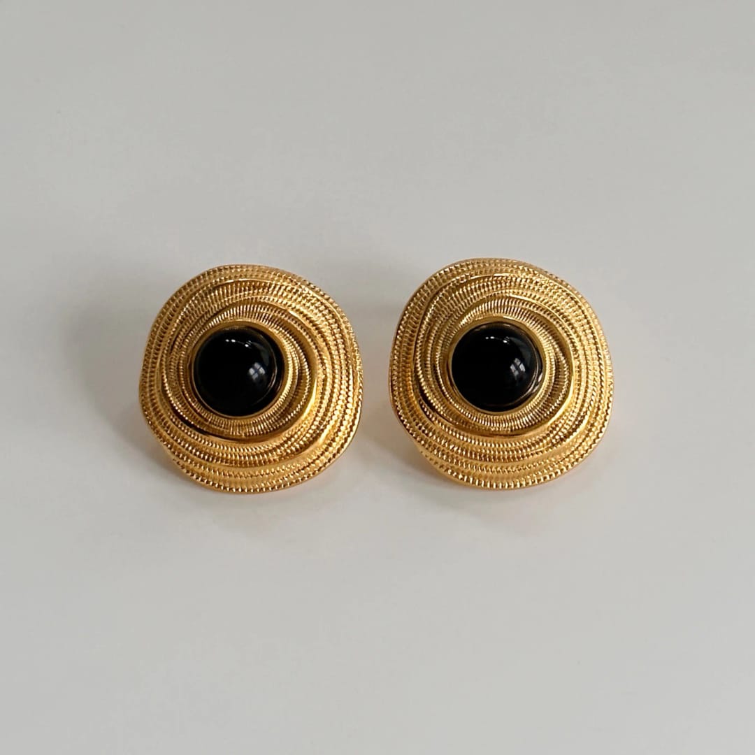 Black Stone Studs Earring