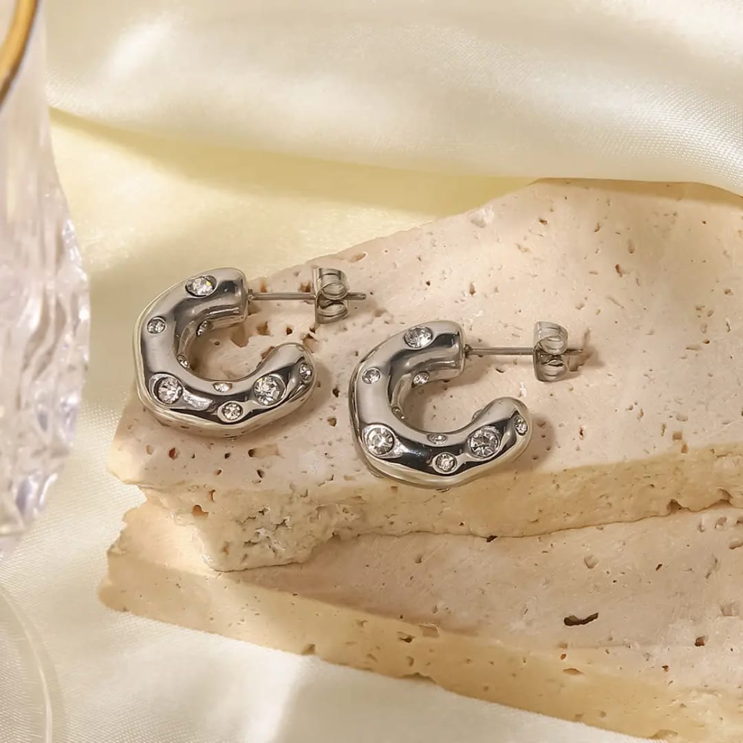 Silver AD Hoop Earrings