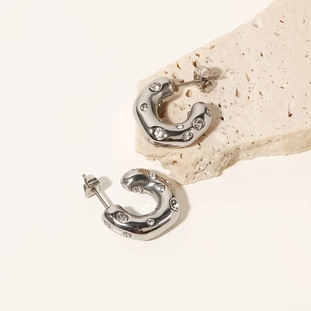 Silver AD Hoop Earrings