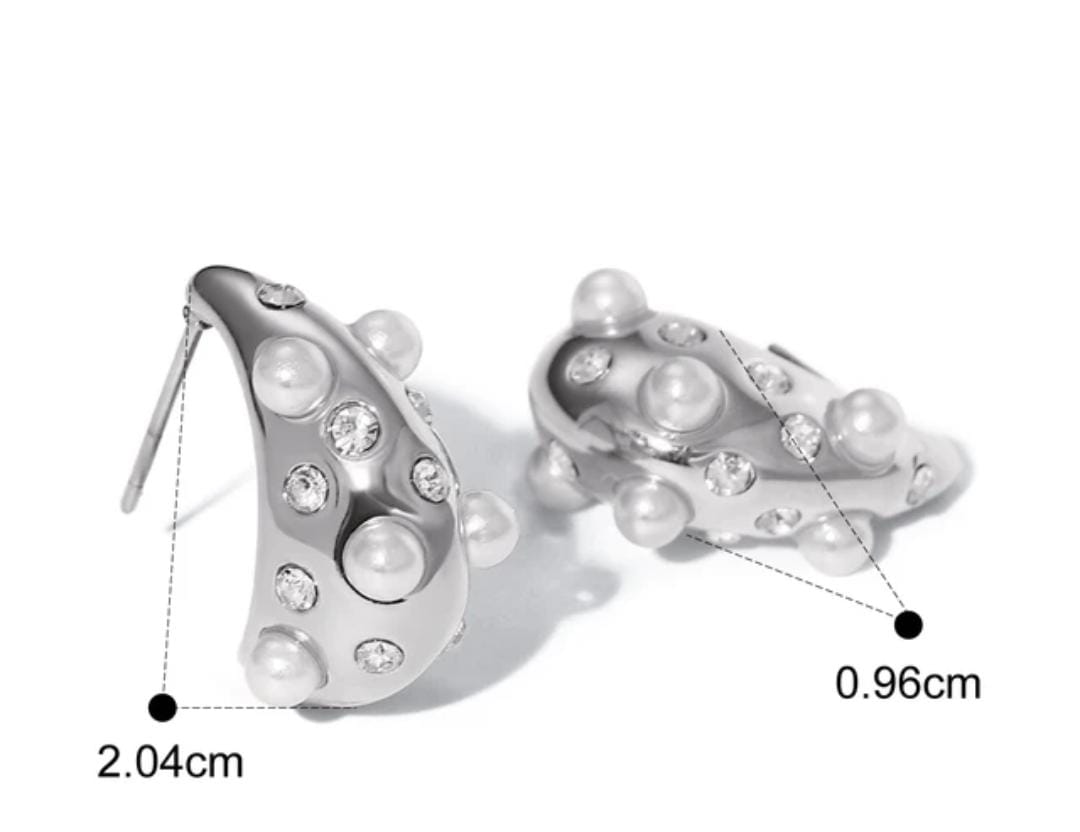 Silver Pearl Teardrop Earrings