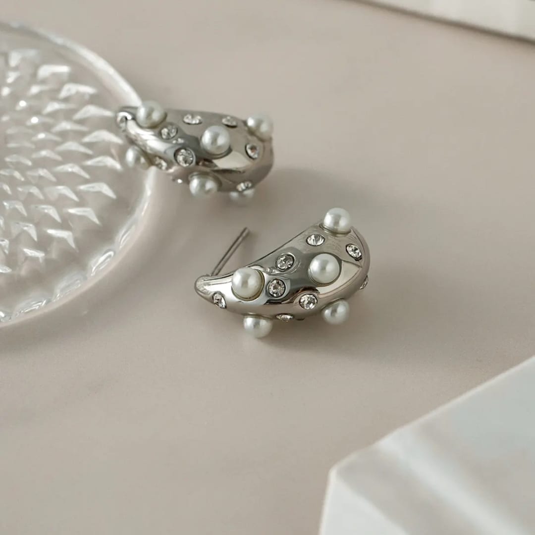 Silver Pearl Teardrop Earrings