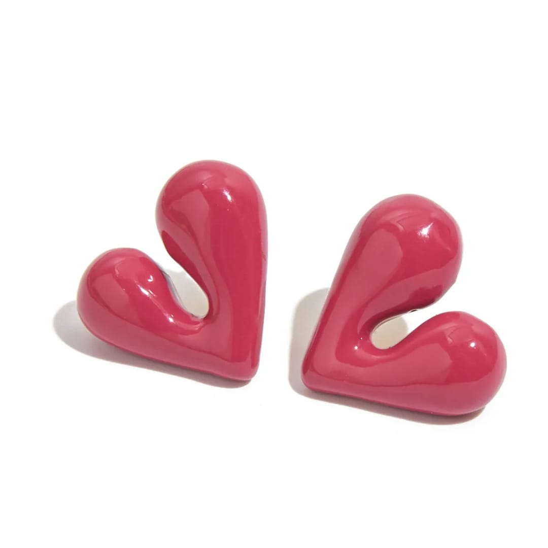 Carrot Pink Heart Studs Earrings