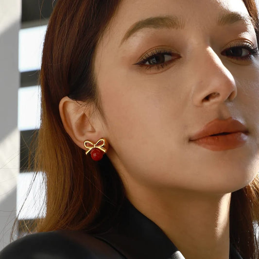Red Bow  Earrings