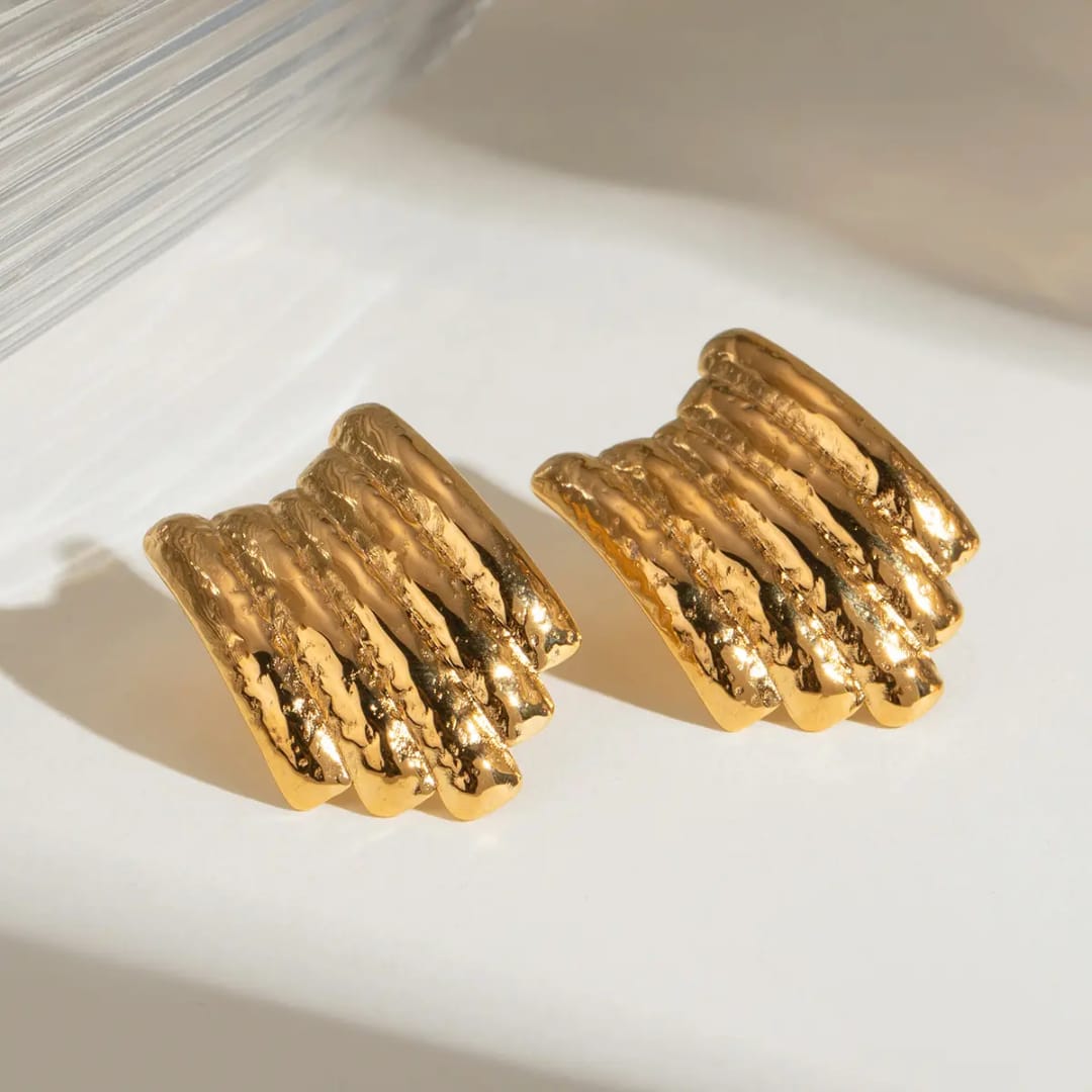 Gold Textured Earrings