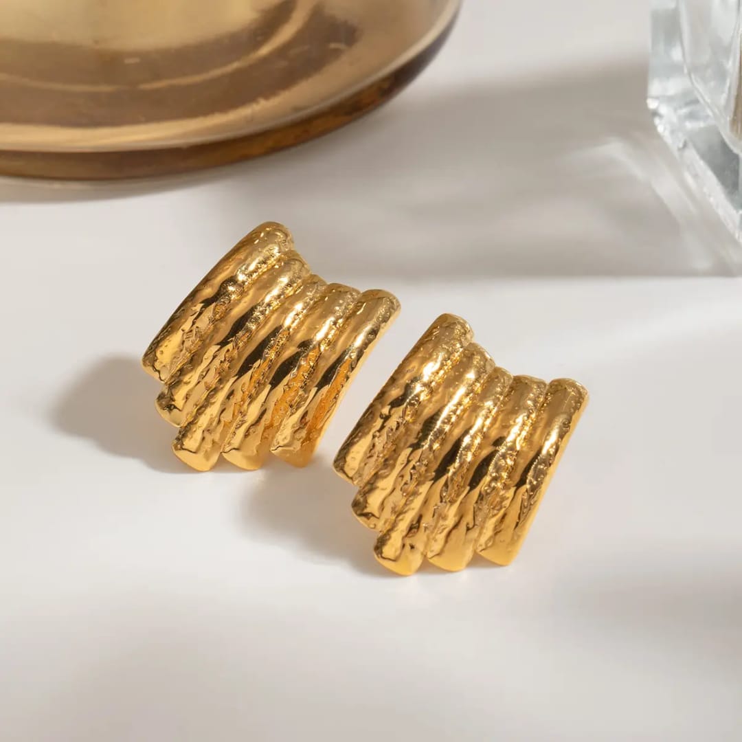 Gold Textured Earrings