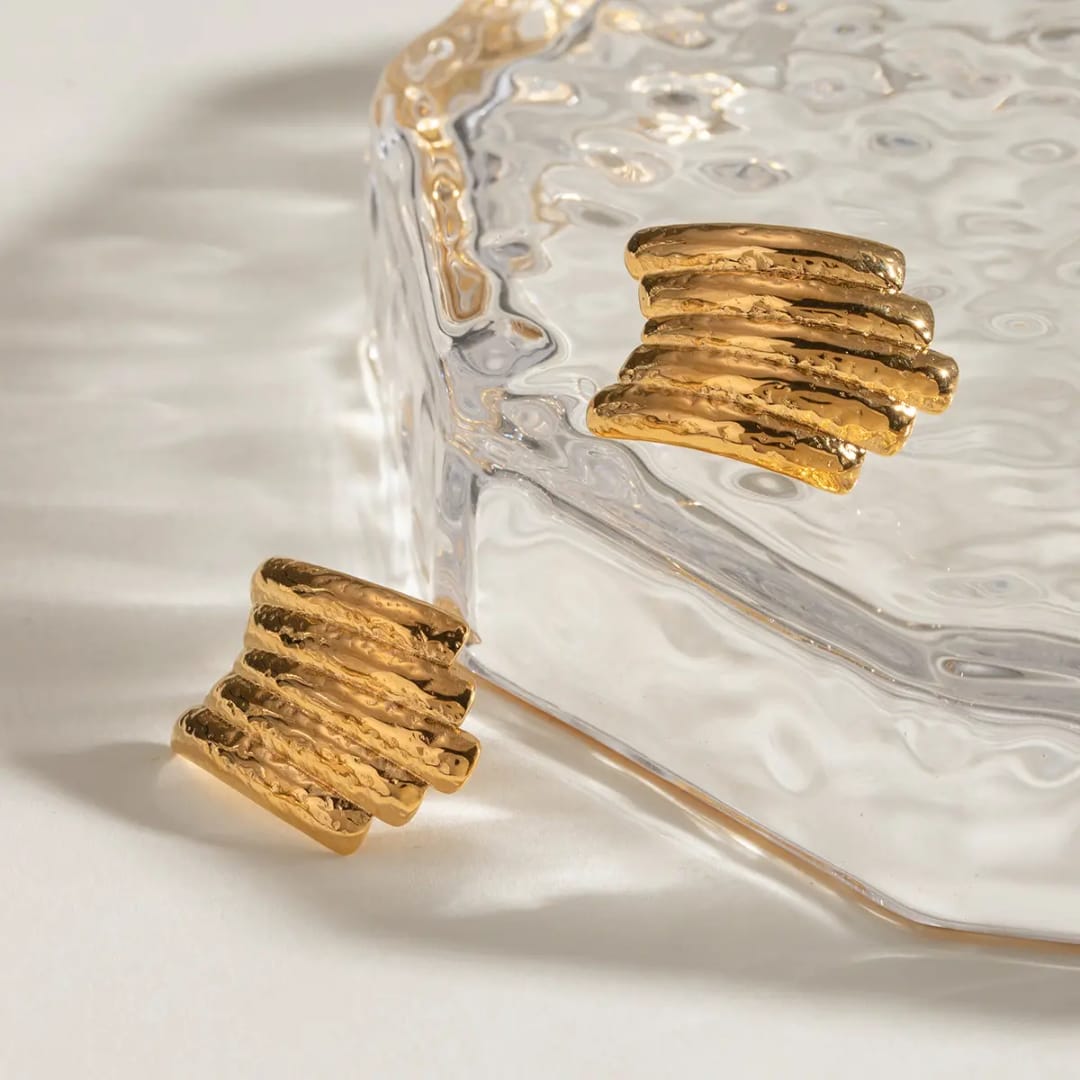 Gold Textured Earrings