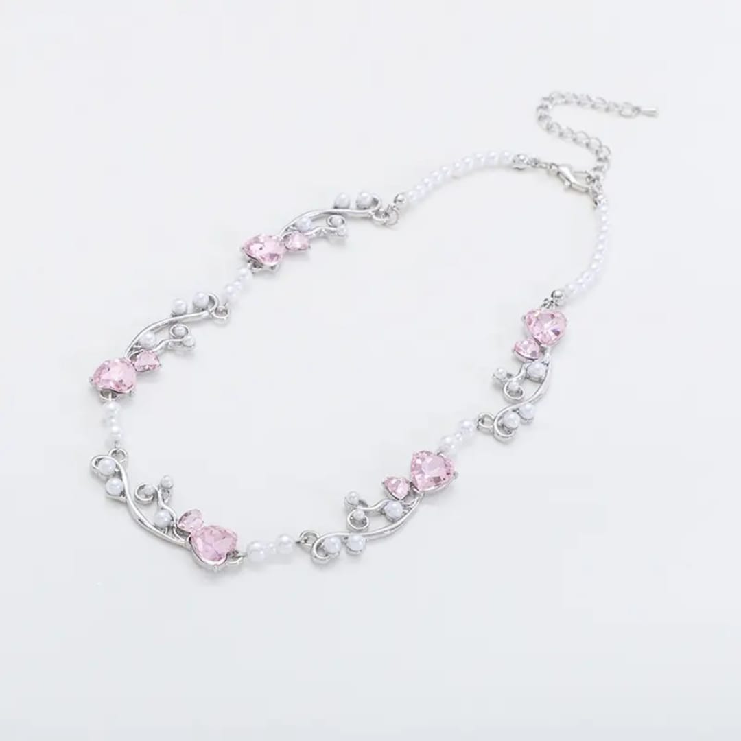 Pink Stone Pearl Necklace