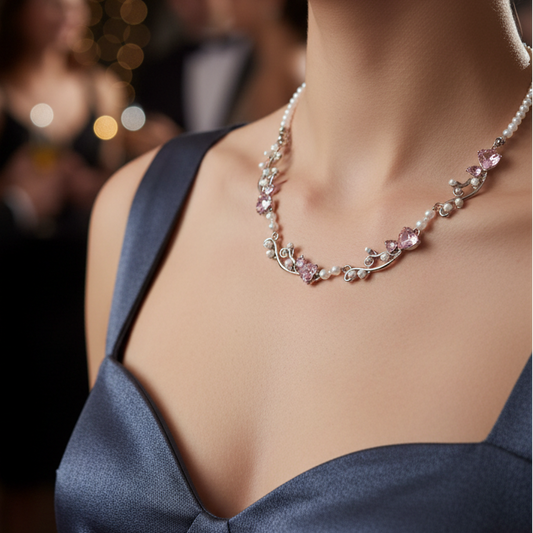 Pink Stone Pearl Necklace