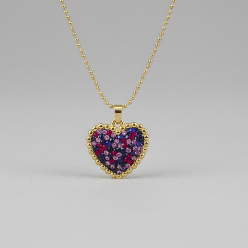 Multicolor Heart Chain Necklace