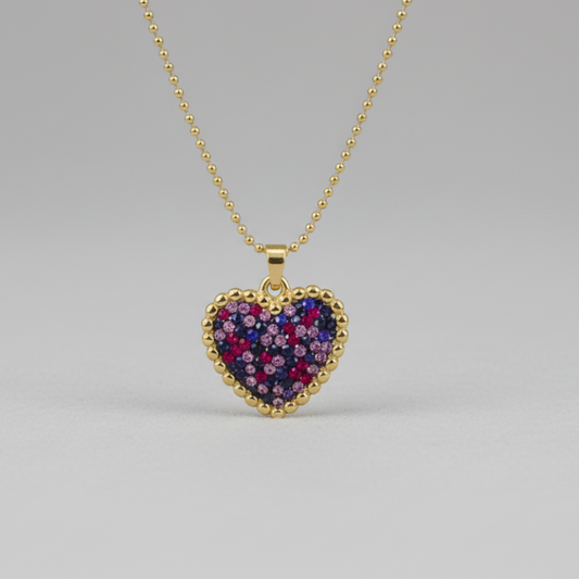 Multicolor Heart Chain Necklace