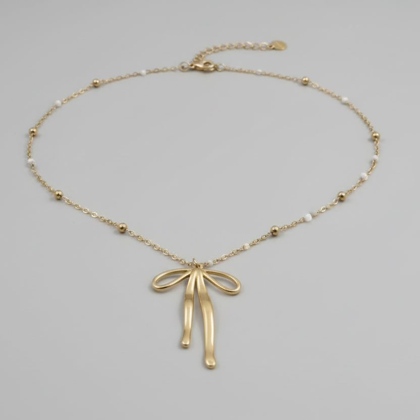 Gold Bow Chain Necklace