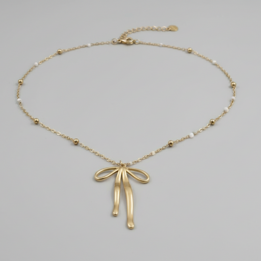 Gold Bow Chain Necklace