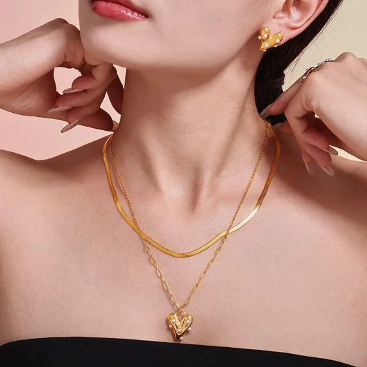 Heart Double Chain Necklace