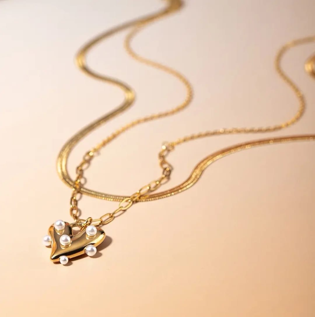 Heart Double Chain Necklace