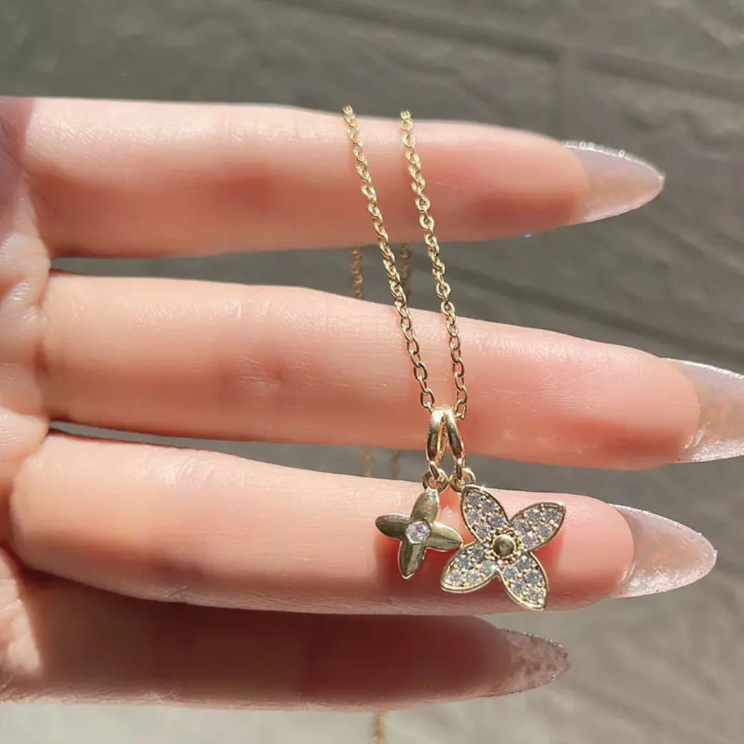 AD Studded Clover Chain Necklace