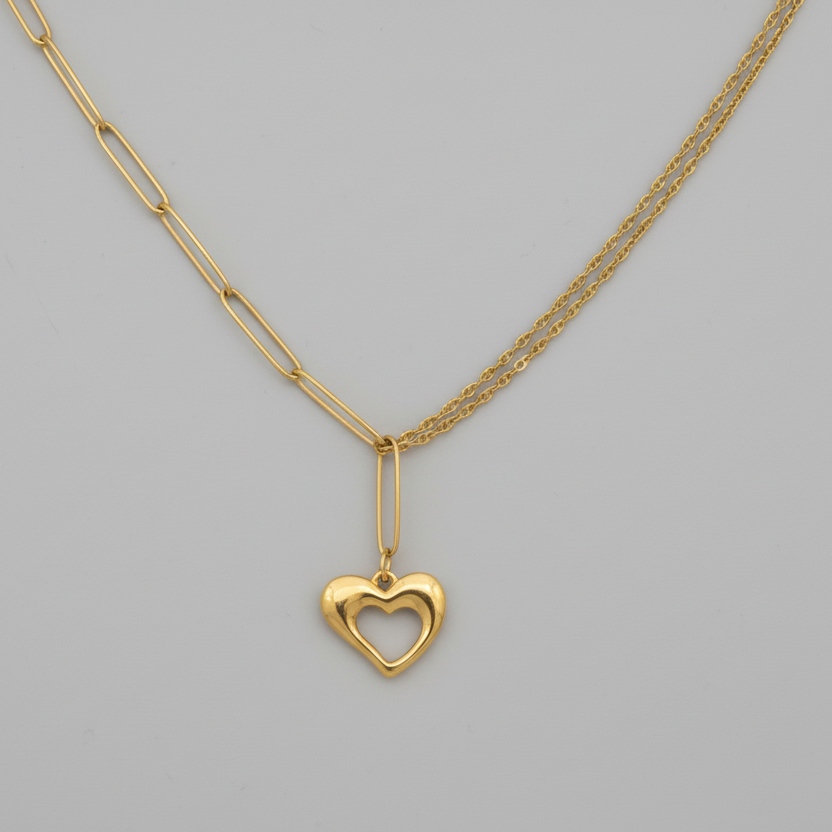 Heart Paperclip Chain Necklace