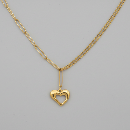 Heart Paperclip Chain Necklace