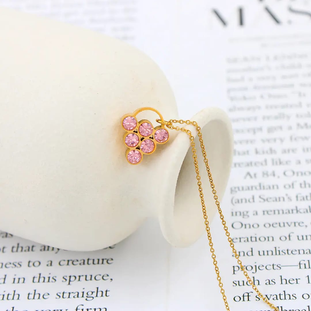 Pink Stone Chain Necklace