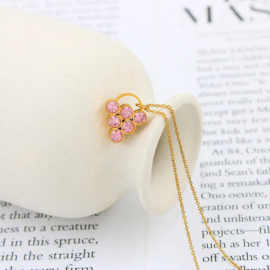 Pink Stone Chain Necklace