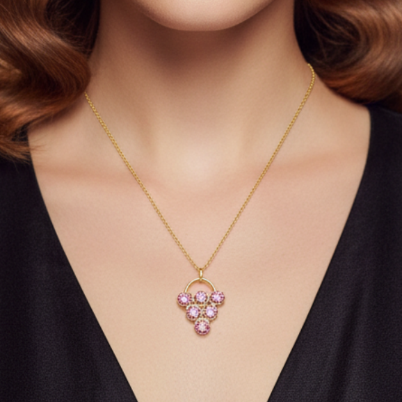 Pink Stone Chain Necklace