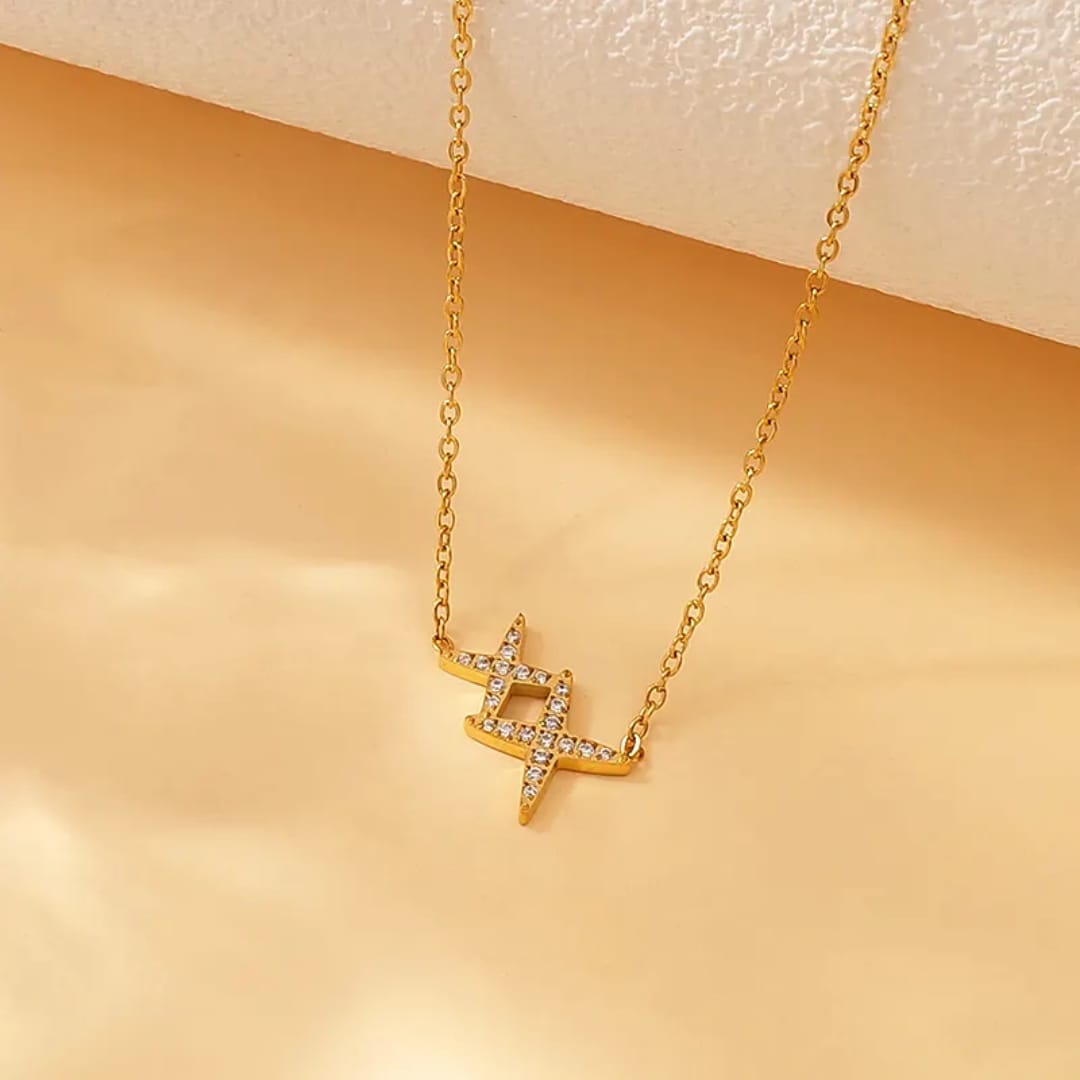 AD Studded Cross Chain Necklace