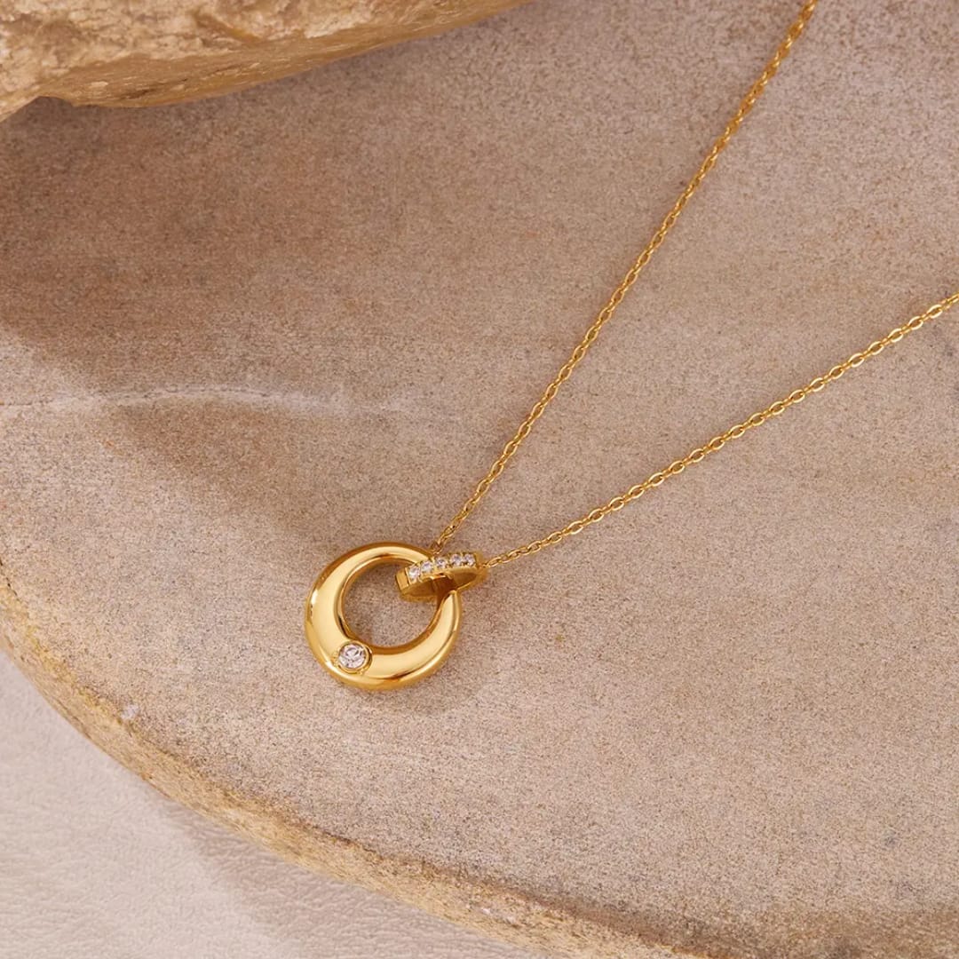 AD Gold Ring Chain Necklace
