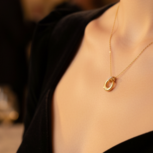 AD Gold Ring Chain Necklace