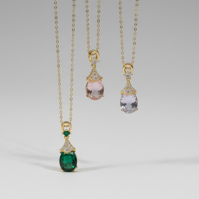 Green Stone Chain Necklace