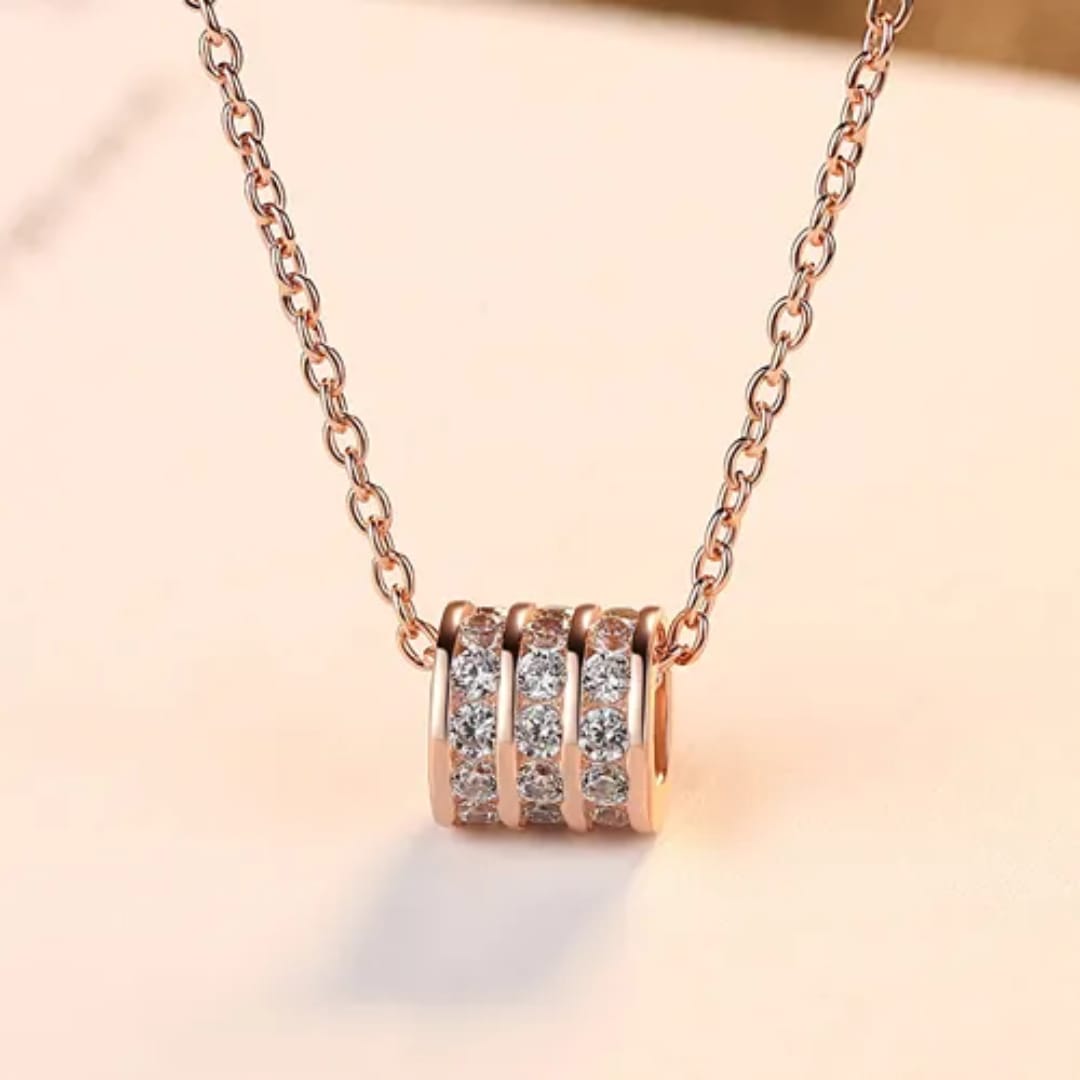 AD Studded Rose Gold Chain Necklace