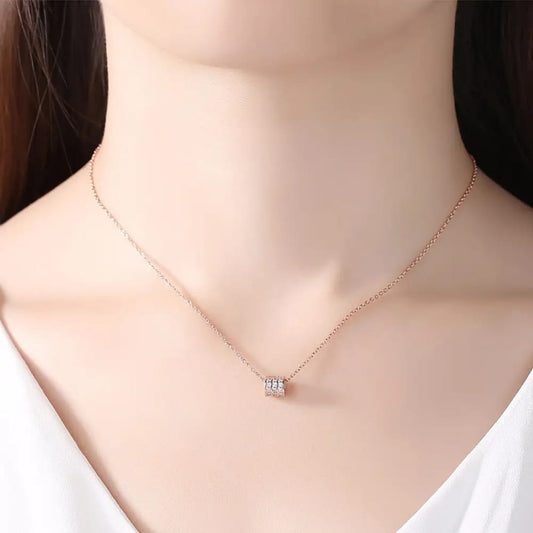 AD Studded Rose Gold Chain Necklace