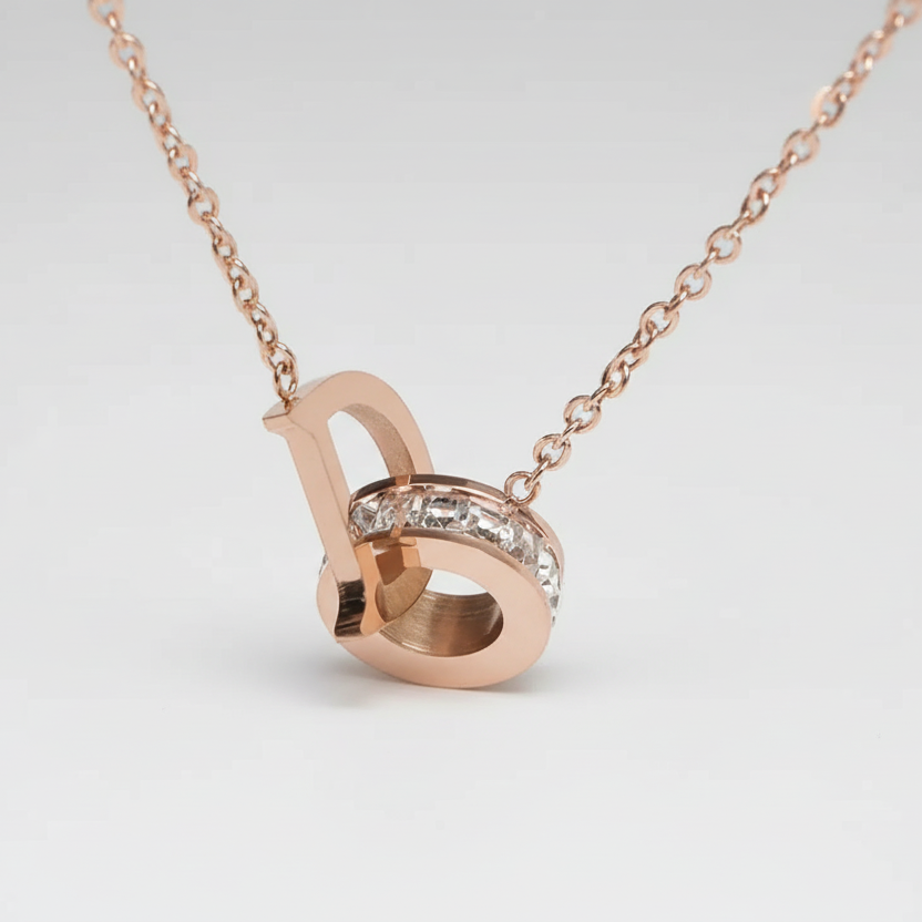 AD Studded Rose Gold Chain Necklace