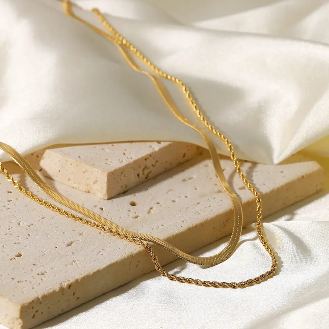 Double Layered Gold Chain Necklace