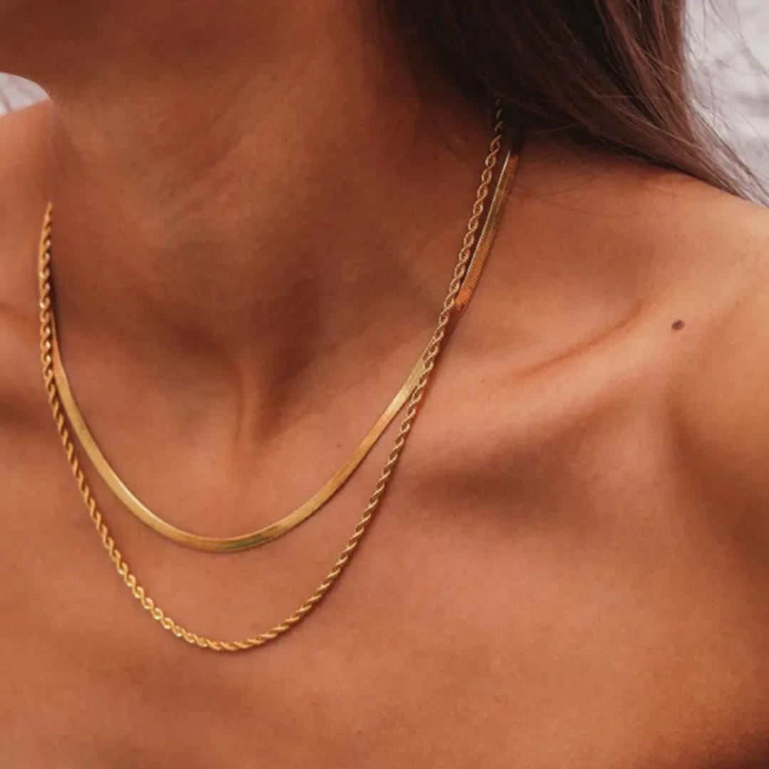 Double Layered Gold Chain Necklace