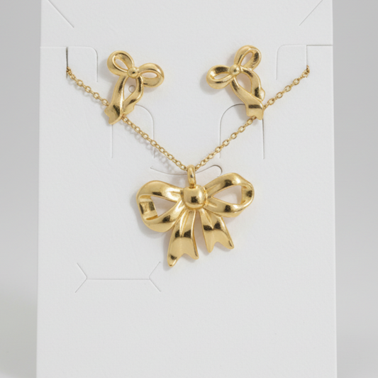 Bow Earrings Necklace Set