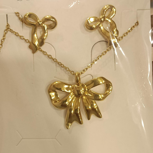 Bow Earrings Necklace Set