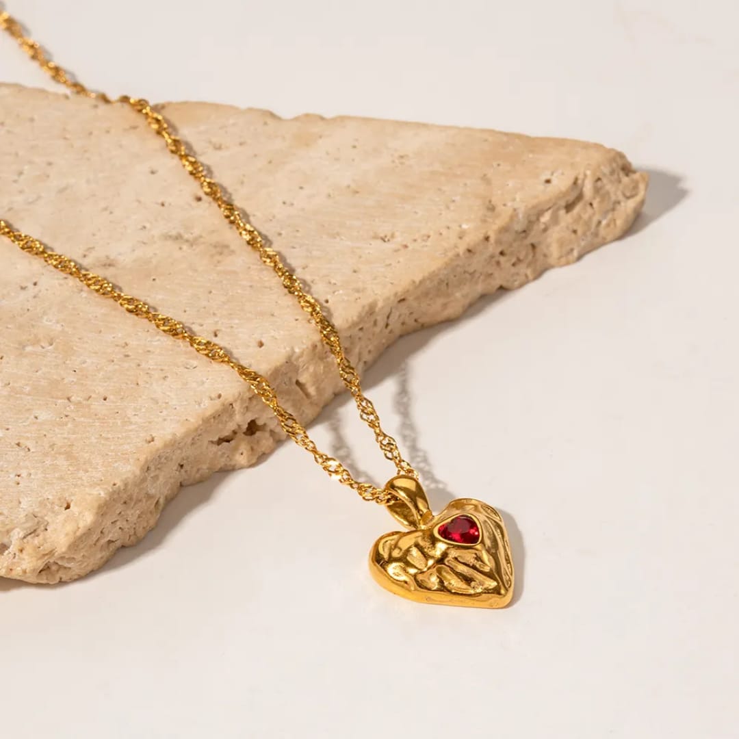 Red Stone Heart Necklace
