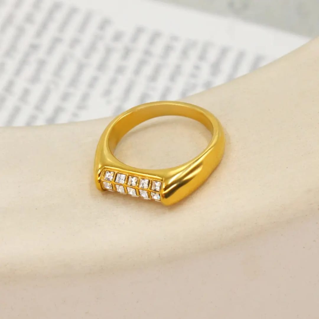 AD Studded Gold Ring
