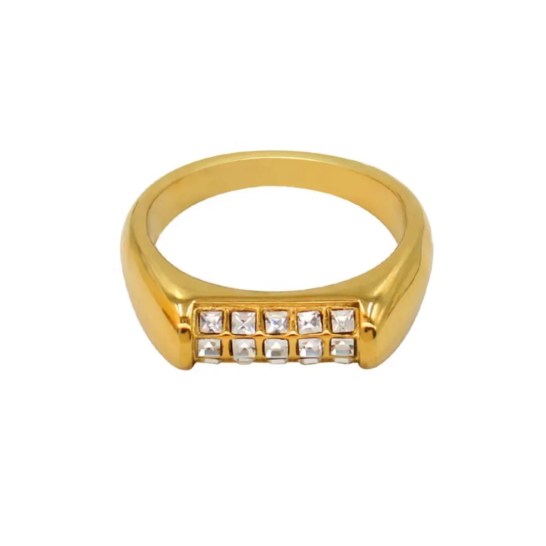 AD Studded Gold Ring
